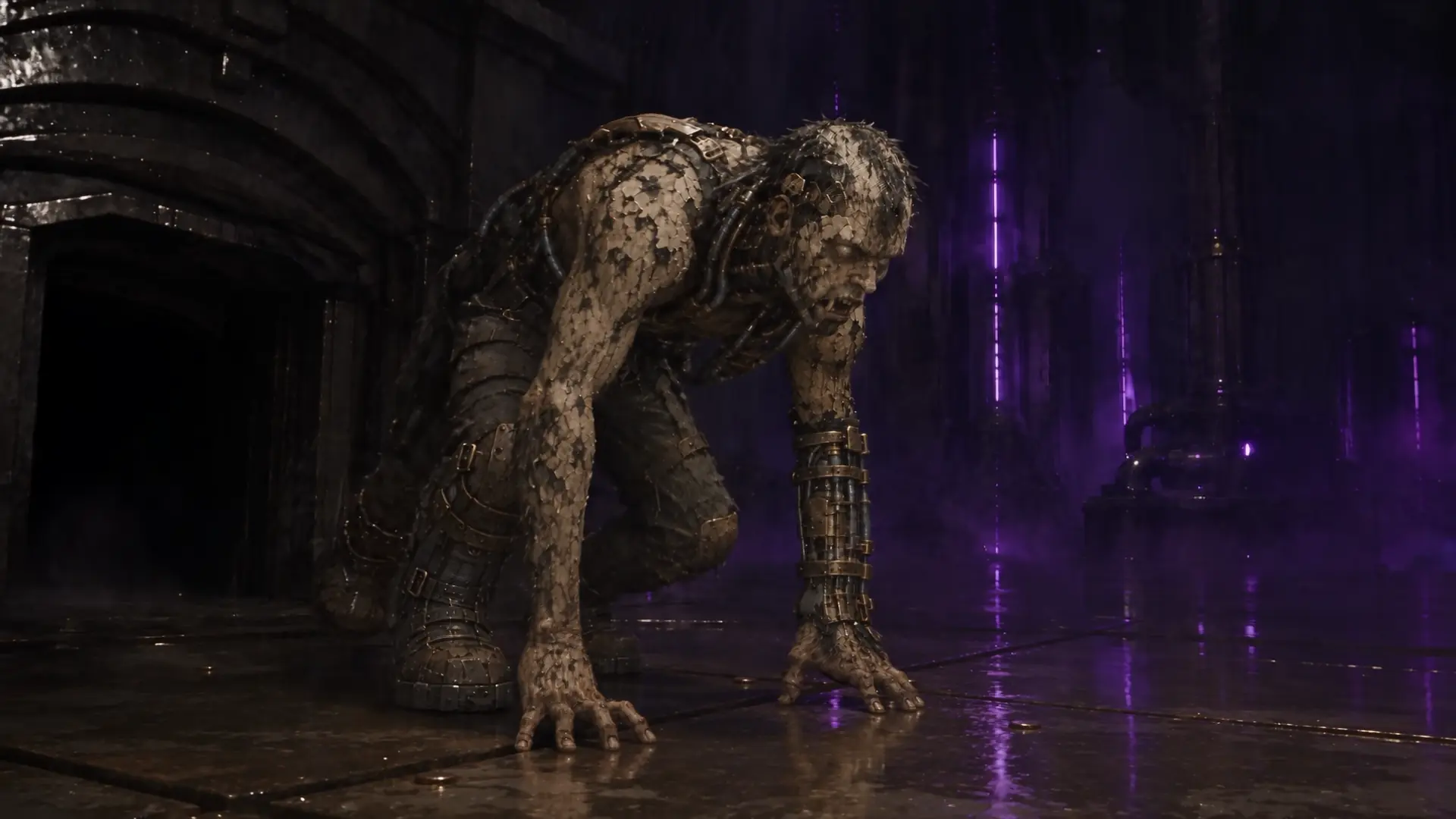 The corrupted creature emerges inside the chamber