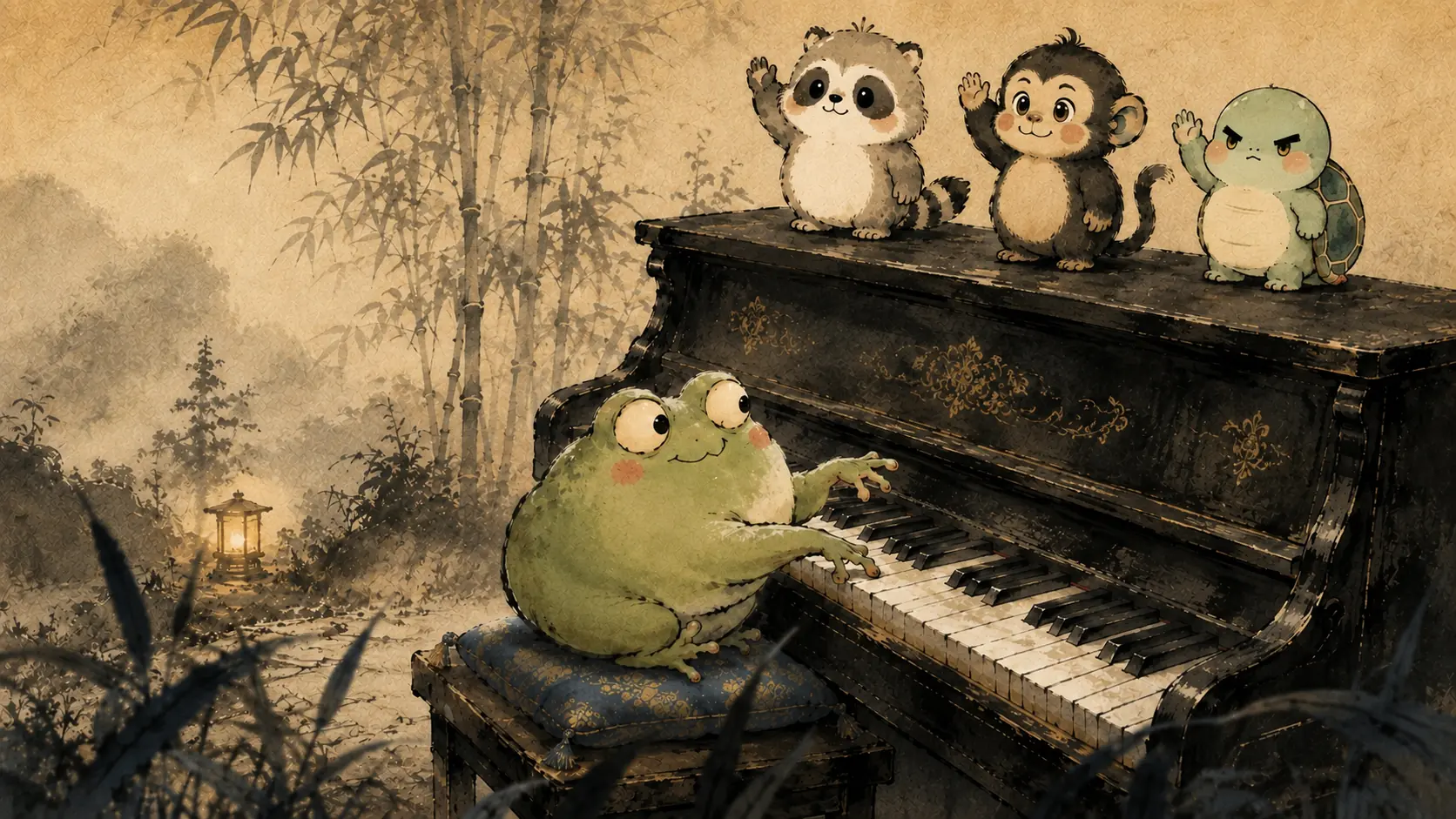 The piano-frog farewell scene from THE ONE